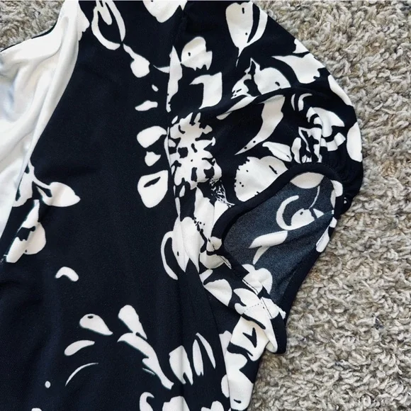 Floral Black and White Dress Mini Short Dress Neutral XL - Picture 4 of 6